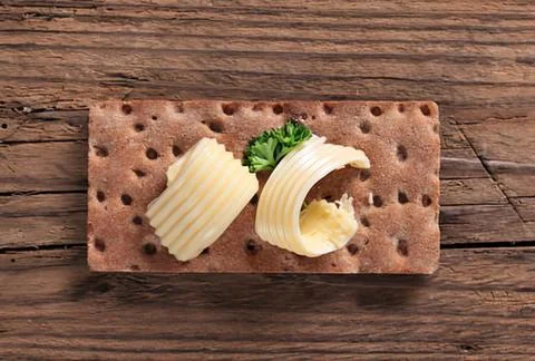 Cracker with cheese and broccoli snack on wood Stock Photos