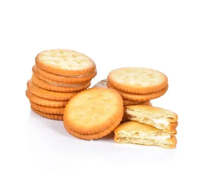 Cracker cookie on white background Foto stock