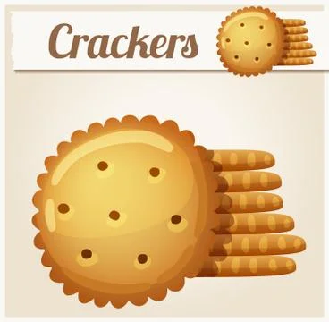 Cracker cookies. Detailed Vector Icon Stock Illustration