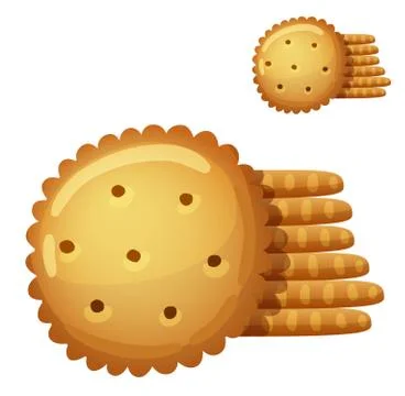 Cracker cookies isolated on white background. Detailed Vector Icon 库存插图