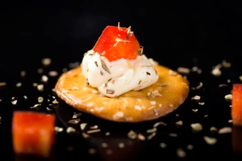 Cracker with Cream Cheese Stock Photos