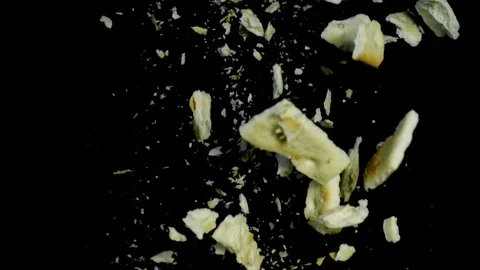 Cracker Crumbs Falling in Super Slow Motion Stock-Footage 71357788
