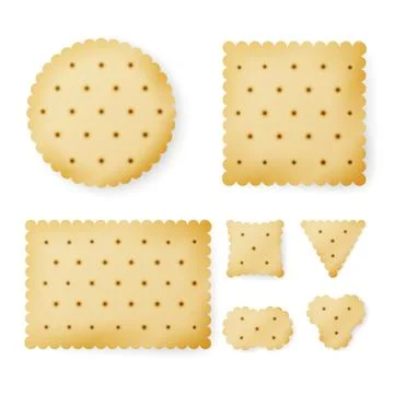Cracker In Different Shapes. Yellow Cookie Vector Stock Illustration