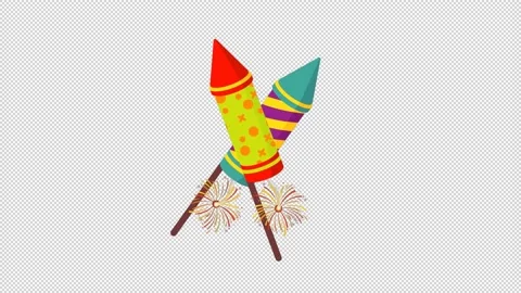 Cracker Fire Work Light Animation Transparent Background Stock Footage 218165889