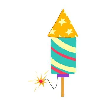 Cracker firework rocket cartoon vector illustration Illustrazione stock