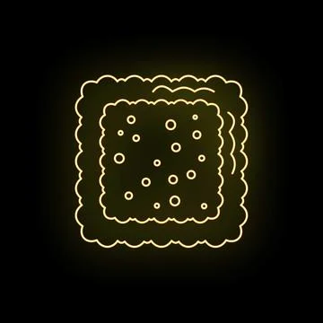 Cracker or biscuit neon outline glowing Stock Illustration