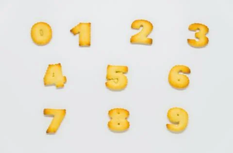 Cracker in shape of number with white background Stock Photos