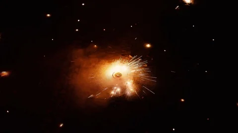 Cracker sparkles spinning isolated on a black background Stock Footage 120719654