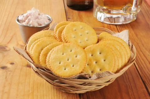 Crackers with deviled ham Stock Photos