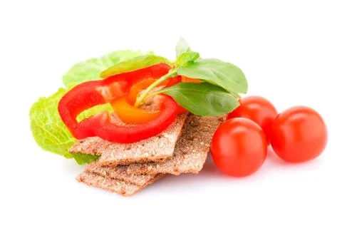 Crackers with fresh vegetables Stock Photos