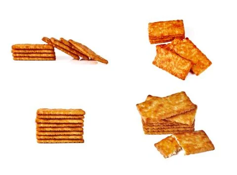 Crackers isolated on white background Stock Photos