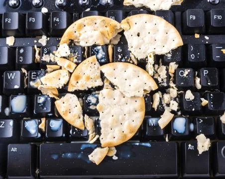 Crackers on the keyboard Stock Photos