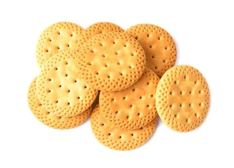 Crackers or biscuits on white background Stock Photos