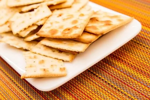 Crackers on a plate Stock Photos