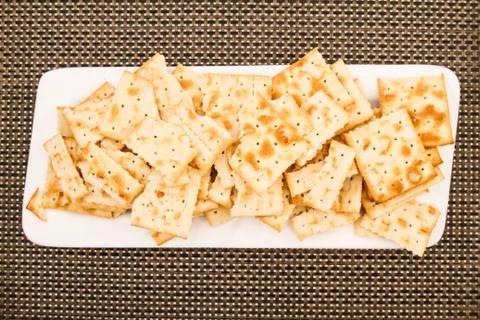 Crackers on a plate Stock Photos