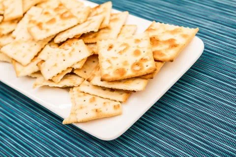 Crackers on a plate. Stock Photos