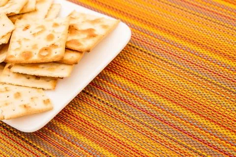 Crackers on a plate Stock Photos
