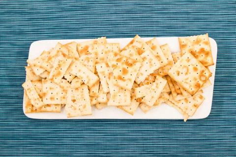 Crackers on a plate Stock Photos