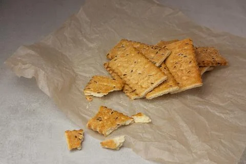 Crackers with seeds on the grill Stock Photos