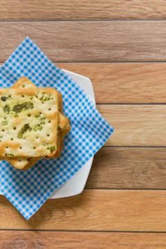 Crackers with vegatable flakes Stock Photos