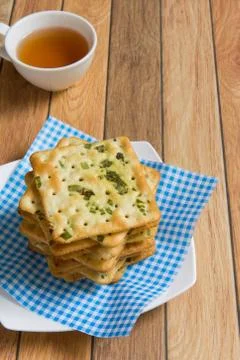 Crackers with vegatable flakes Stock Photos