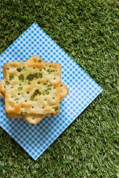Crackers with vegatable flakes Stock Photos