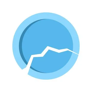 Cracking blue circle representing damage broken surface Stock Illustration