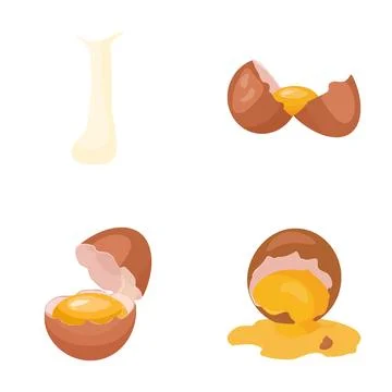Cracking brown egg showing yolk and white ingredient Stock Illustration