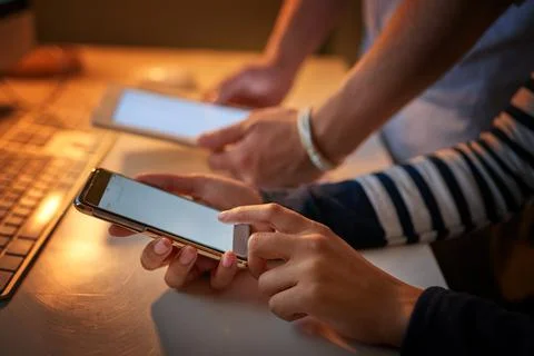 Cracking codes on our touch screens. Shot of unrecognizable computer programm Stock Photos