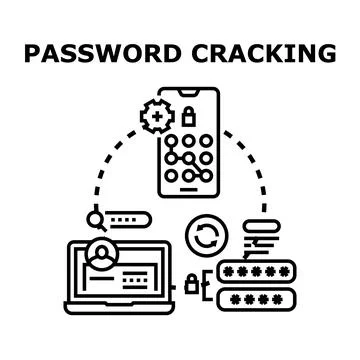 Cracking digital passwords and cybersecurity access concept 스톡 일러스트