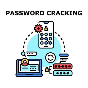 Cracking digital passwords and cybersecurity access concept 스톡 일러스트