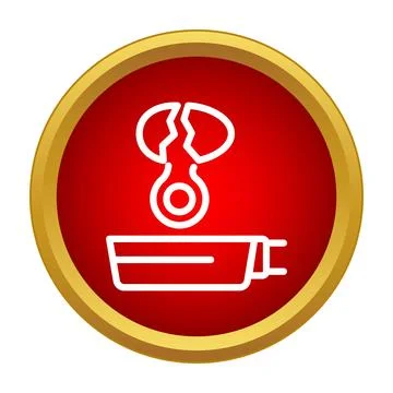 Cracking egg falling into frying pan cooking breakfast icon Stock Illustration