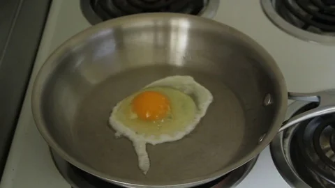 Cracking an Egg into a Pan Stock Footage 81175879