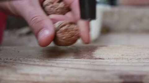 Cracking nuts board Stock Footage 12657599