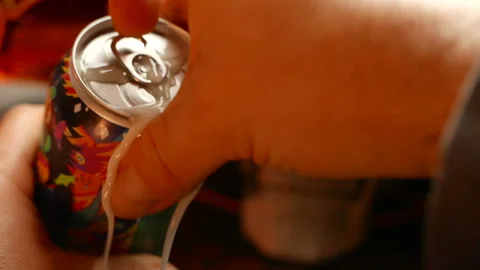 Cracking Open a Can of Craft Beer Stock Footage 145649512