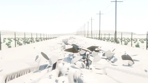 Cracking road surface after crack forming, ejecting broken slabs on long road 库存影片 339721953