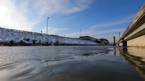 Cracking through the ice. Danger of drowning. Stock Footage 148239312