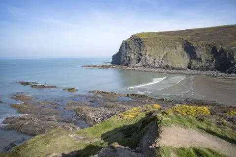 Crackington Haven beach coastal path view Stock Photos