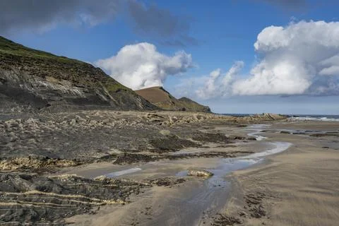 Crackington Haven Cornwall at low tide Foto stock