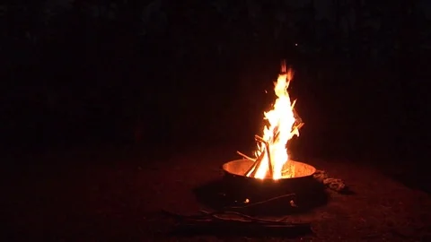 Crackling campfire with during nighttime. Stock Footage 93226041