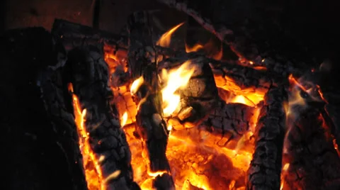 A Crackling Campfire Stock Footage 34393691