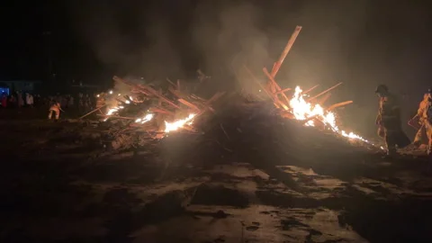 Crackling Firelight Across Rural Killarney at Night | 4K Atmospheric Footage Stock Footage 336629451