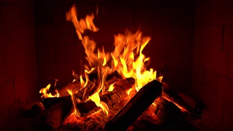 Crackling Fireplace - Fire Burning In The Fireplace Session 1 Clip 2 of 22 Stock Footage 194283585