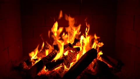 Crackling Fireplace - Fire Burning In The Fireplace Session 1 Clip 4 of 22 Stock Footage 194283656