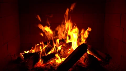 Crackling Fireplace - Fire Burning In The Fireplace Session 1 Clip 3 of 22 Stock Footage 194283699