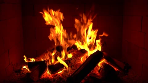 Crackling Fireplace - Fire Burning In The Fireplace Session 1 Clip 1 of 22 Stock Footage 194283700