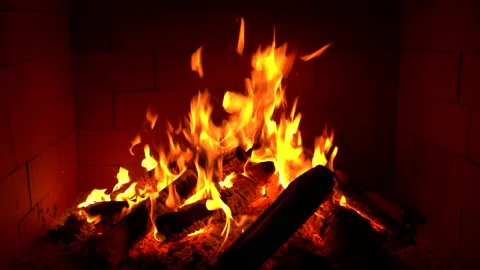 Crackling Fireplace - Fire Burning In The Fireplace Session 1 Clip 5 of 22  Stock Footage 194283742