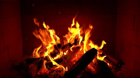 Crackling Fireplace - Fire Burning In The Fireplace Session 1 Clip 8 of 22 Stock Footage 194285045