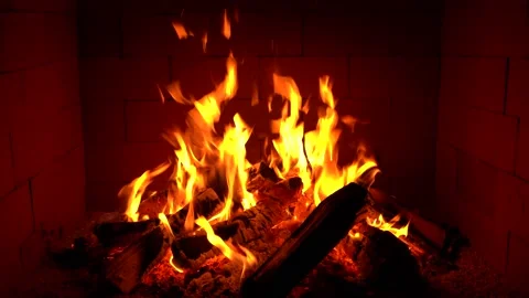 Crackling Fireplace - Fire Burning In The Fireplace Session 1 Clip 7 of 22 Video stock 194285079
