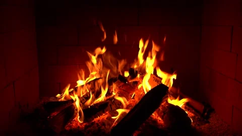 Crackling Fireplace - Fire Burning In The Fireplace Session 1 Clip 9 of 22 Stock Footage 194285147
